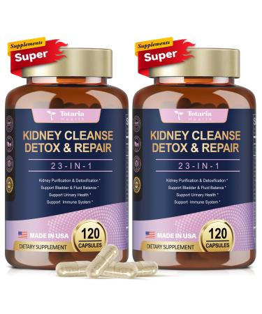 Totaria (2 P) Kidney & Liver Cleanse Detox & Repair Capsules Chanca Piedra & Cranberry Pills for Liver & Kidney Support Supplement Extra Strength for Stones Dissolver Urinary Tract Health for Woman