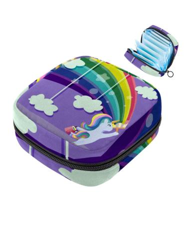 Storage bags for women's bandages magical rainbow cartoon clouds portable menstrual pad bag panty liners tampons women's bandages storage holder for women school office multicolored 04