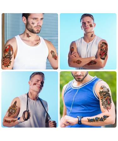 Yazhiji 77 Sheets Waterproof Temporary Tattoos for Men and Women - Half Arm Wolf, Peony, Butterfly, Snake Designs with Bonus 60 Sheets of Tiny Flower Tattoos for Kids - Buy Online on GoSupps.com