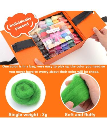 54 Colors Fiber Wool Yarn Roving for Needle Felting and Spinning - DIY Handcraft Supplies (Light Color) - Buy Online on GoSupps.com