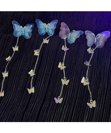 Bartosi Fabric Butterfly Hair Clips Set - Blue Tassel Hairpin Bobby Pins for Women & Girls - Buy Online on GoSupps.com