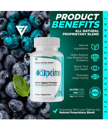 5 Pack Ocuprime for Eyes Vision Formula - Occuprime Eye Vitamins Supplements | Ocu Now Leading Eyesight Health with Premium Ingredients - 300 Capsules - Buy Online on GoSupps.com