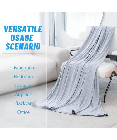 King Size Cooling Blanket for Hot Sleepers - Lightweight Breathable Summer Bedding with Double Sided Cold Effect - Gray Checkered Design - Buy Online on GoSupps.com