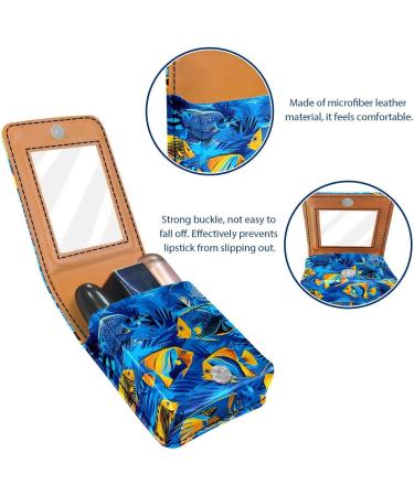 Buy Deep Sea Colored Leather Lipstick Case | Mini Lip Gloss Organizer with Mirror - Perfect Travel Accessory - Buy Online on GoSupps.com
