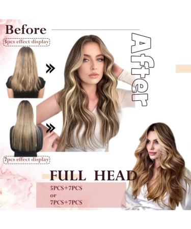 Easyouth Ombre Brown to Blonde Clip in Human Hair Extensions - 12 Inch 70g 7Pcs Double Weft Clip ins #8/60 Balayage Style - Buy Online on GoSupps.com