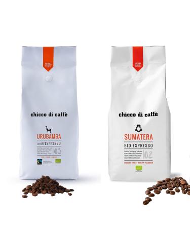 chicco di caff Duo | 2kg sample pack organic espresso Urubamba + organic Sumatera 1000g whole beans each 2kg special