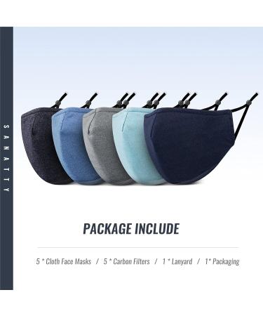 Sanatty Sports Cloth Masks for Men & Women - Breathable Washable Gym Face Masks with Nose Wire & Filters | 5 Pack - Buy Online on GoSupps.com