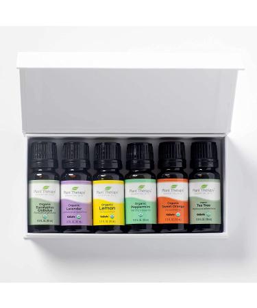 Plant Therapy Top 6 Organic Essential Oil Set - Lavender, Peppermint, Eucalyptus, Lemon, Tea Tree - 100% Pure USDA Organic - Aromatherapy & Therapeutic Grade - 10 mL - Buy Online on GoSupps.com