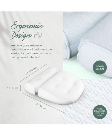 Luxury Bathtub Pillow with 6 Non-Slip Suction Cups - Soft, Extra Thick, and Supportive Head, Neck, and Shoulder Cushion - Ideal for Soaking Tub, Shower, and Hot Tub - Buy Online on GoSupps.com