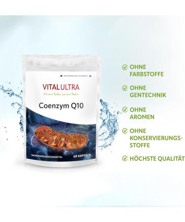 Vital Ultra Coenzyme Q10 - 60 Vegan Capsules | 200mg Fermented CoQ10 from Germany - No Additives - Buy Online on GoSupps.com