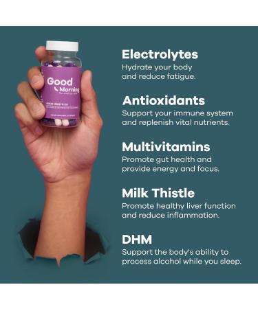 Good Morning Hangover Pills | 88.89% Effective at Hangover Prevention in Clinical Trial | After Alcohol Aid with DHM Milk Thistle and Electrolytes to Help You Party Smart. Cheers - Buy Online on GoSupps.com