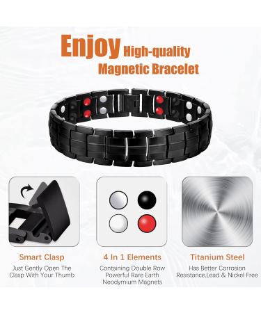 Buy Jeracol 2 Pack Magnetic Bracelets for Men - Titanium Steel with Double Row Magnets - Black & Grey - International Shipping - Buy Online on GoSupps.com