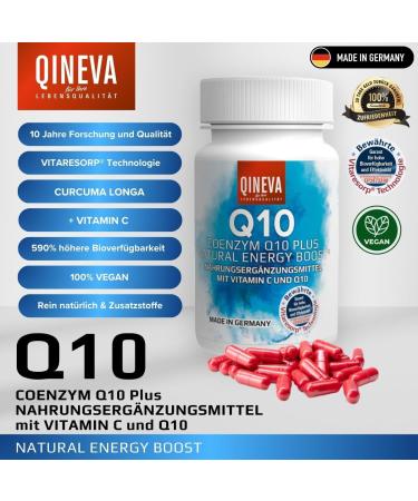 QINEVA Coenzyme Q10 Plus - Highly Absorbable Vegan Supplement for Metabolism - 30 Capsules | International Shipping Available - Buy Online on GoSupps.com