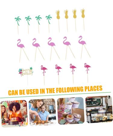 TOPBATHY 125 Pcs Flamingo Card Gold Decor Hawaiian Toothpicks Toppers Dessert Insert Topper Cake Plastic - Buy Online on GoSupps.com