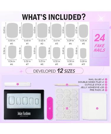 White Press On Nails Short - Jofay Fashion Square Solid Color Fake Nails | Reusable Acrylic False Nails with Glue | Gel Nail Kit for Women & Girls - 24pcs - Buy Online on GoSupps.com