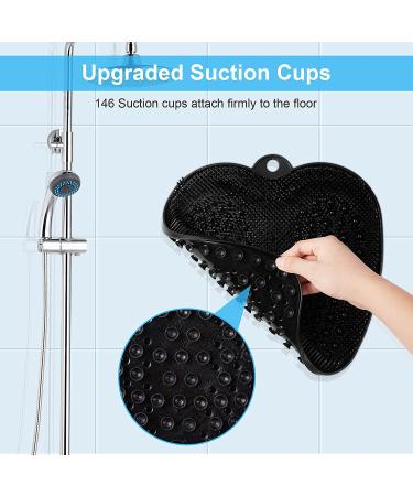 HONYIN XL Shower Foot Scrubber Mat - Exfoliate, Massage & Improve Foot Circulation | Large Size for Tired Feet | Non-Slip Suction Cups | Black - Buy Online on GoSupps.com