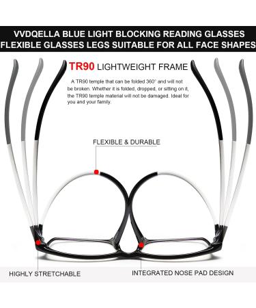 VVDQELLA Blue Light Blocking Reading Glasses for Men & Women - Anti-Glare Scratch-Resistant TR90 Lightweight Frame (Black 1pc 2.00x - Buy Online on GoSupps.com