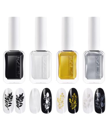 4 Colours 10ml Nail Polish Set Printed Jelly Nail polish Gold silver metallic colors Nail Pigment Polish Lacquer Nail Art Design Drawing Tool