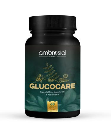 Ambrosial Glucocare | Bitter Melon | Neem | Black Plum (Jamun) | Sugar & Diabetes Support | Helps in Balancing Blood Sugar | 100% Natural Ingredients | 60 Tablets 60 Count (Pack of 1)