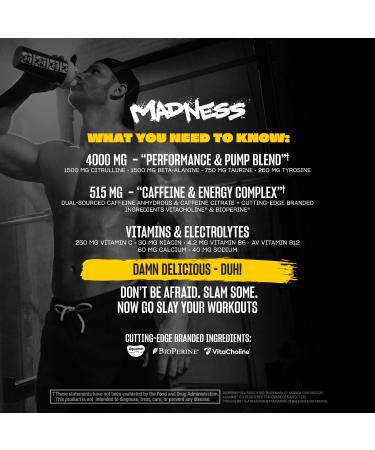 MUTANT Madness | Ultra-Concentrated Pre-Workout | Pump booster | 360mg Caffeine, 4g Pump & Performance Blend, Beta-Alanine, Energy & Focus | 30 Serving | Fruit Punch - Buy Online on GoSupps.com