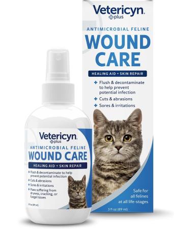 Vetericyn Plus Feline Wound and Skin Care. Spray to Clean Cuts and Wounds on Cats. Offers Itch and Irritation Relief. Safe for All Ages 3 oz. (Packaging/Bottle Color May Vary)