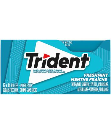 Trident Sugar-Free Gum Slab Freshmint Gum 12 Count Freshmint 168 count (Pack of 1) - Buy Online on GoSupps.com