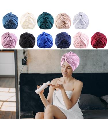 100% Mulberry Silk Women's Night Hat | Soft Adjustable Double Layer Bonnet for Hair Care | Luxurious Purple Sleeping Hat & Shower Hood - Buy Online on GoSupps.com