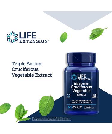 Life Extension Triple Action Cruciferous Vegetable Extract - 60 Veggie Capsules for Health - Buy Online on GoSupps.com