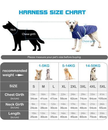 PETCUTE Waterproof Dog Raincoat with Hood and Harness Hole | Adjustable Reflective Rain Jacket for Medium Large Dogs - Dark Blue - Buy Online on GoSupps.com