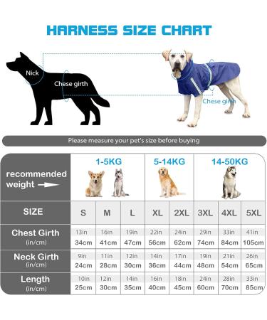 Petcute Waterproof Dog Rain Coat - Windproof Reflective Adjustable Jacket for Small Medium & Large Dogs - 2XL Dark Blue - Buy Online on GoSupps.com