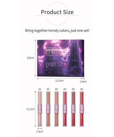 Double Head Lip Gloss | Non-Fading Matte Liquid Lipstick - 6-Color Set for International Shipping - Buy Online on GoSupps.com