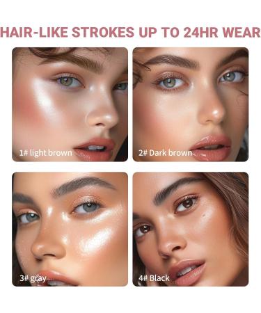 Vawolecy Waterproof Eyebrow Pencil Natural Makeup Fine Stroke Magic Eyebrow Pencil with 4 Micro Fork Tips for Women Hairlike Defined Eyebrows 3 Gray - Buy Online on GoSupps.com