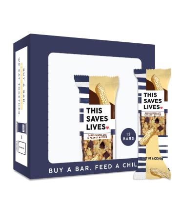 This Saves Lives Snack Bars, Dark Chocolate Peanut Butter, 12 Count, Healthy Granola Bars, Gluten Free, Non GMO, Kosher, Individually Wrapped 1.4oz Bars Dark Chocolate & Peanut Butter | 12 Bars