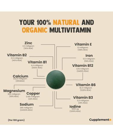 Cupplement - Spirulina 300 Tablets - Organic - Powder and Flake Free - Supplement - Superfood - Chlorella - Buy Online on GoSupps.com