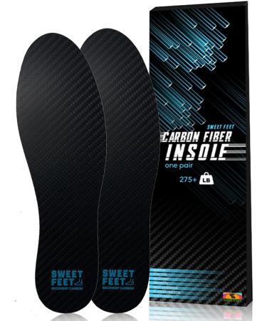 Carbon Fiber Insoles (1 Pair) for Foot Fractures Hallux Rigidus - Rigid Shoe Inserts for Sports Hiking Basketball Running - Post Op Shoe Alternative (10.43"| 10 Mens |12 Womens)