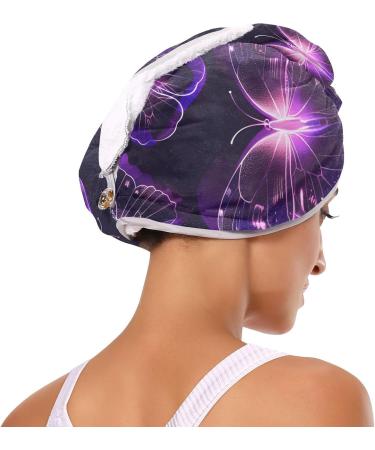 Purple Butterfly Hair Towel 2 Pack | Super Absorbent Quick-Dry Hair Turbans for Women & Girls - Buy Online on GoSupps.com