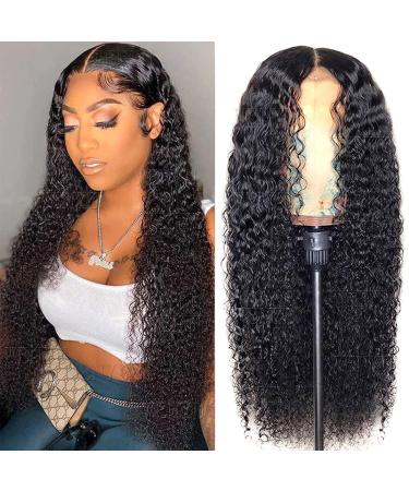 WENYU Lace Front Wigs Human Hair Curly 13x4 Lace Frontal Human Hair Wigs for Black Women Human Hair Pre Plucked with Baby Hair 150% Density Brazilian Curly Lace Front Wigs Human Hair 9A Natural Black (24 Inch, Curly 13x4 L…