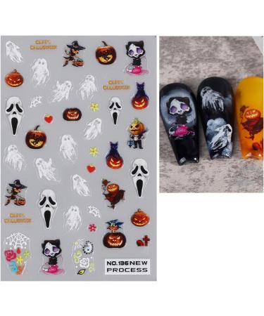 JMEOWIO 6 Sheets Halloween Nail Art Stickers Decals Self-Adhesive Cute Pumpkin Skull Horror Ghost Witchy Spider Web Bat Spook Nail Supplies Nail Art Design Decoration Accessories - Buy Online on GoSupps.com