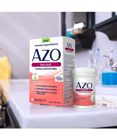 Azo Boric Acid Vaginal Suppositories 600 mg - 30 Count | pH Balance & Odor Control - Buy Online on GoSupps.com
