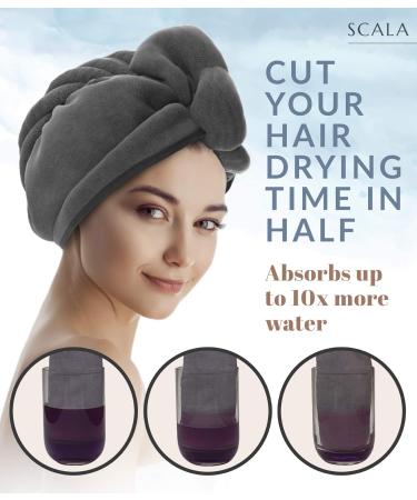 Scala Microfiber Turban Hair Towel for Women - Quick Drying Super Absorbent No Frizz & Knotting - 2 Pack (10x25 inches) for Wet Curly Hair - Buy Online on GoSupps.com