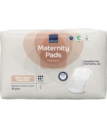 ABENA Premium Maternity Pads Postpartum Essentials Eco-Friendly After Birth Extra Protection Breathable and Skin Friendly Incontinence Pads Women Sustainable Maternity Pads - 15PK 15 count (Pack of 1)