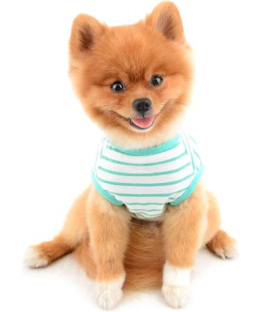 Buy Smalllee Lucky Store Summer Striped T-Shirt for Small & Medium Dogs - Stylish Sleeveless Tee for Yorkies Chihuahuas & Cats in L Green - Buy Online on GoSupps.com