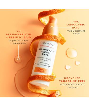 Farmacy 10% Vitamin C Serum for Face - Brightening Vitamin C Face Serum to Firm + Smooth Skin Texture - L Ascorbic Acid + Tangerine Peel Infused Skin Care to Hydrate and Even Skin Tone (30ml) 1 Fl Oz (Pack of 1) - Buy Online on GoSupps.com