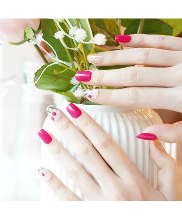 Foyute Semi Cured Gel Nail Strips 20 Pcs Soft Self-Adhesive Gel Nail Polish Wraps Sticker for Salon-Quality Manicure Set Long Lasting Easy to Apply & Remove Nail File & Wooden Stick (Cherries) - Buy Online on GoSupps.com