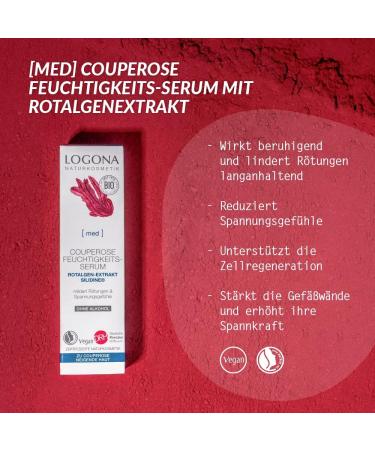 LOGONA Naturkosmetik Couperose moisturising serum offers the skin prone to couperose or rosacea the extra dose of moisture for redness with the exclusive active ingredient SILIDINE vegan 30 ml - Buy Online on GoSupps.com