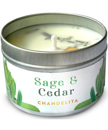 Chandelita fragrance candle aroma candle with essential oils natural made of sage and cedar - with pieces with soy wax for cleaning and meditation - chakra candle - aromatherapy candle