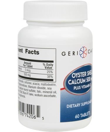 Gericare Oyster Shell Calcium 500mg + Vitamin D 60 Count - Pack of 1 | High-Quality Supplement - Buy Online on GoSupps.com