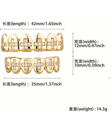 Men's Personalised Big Gold Teeth Grillz Patchwork Braces with Iced Out Round Zirconium Halloween Cosplay Party Tooth Rapper Gift for Women Men - Buy Online on GoSupps.com