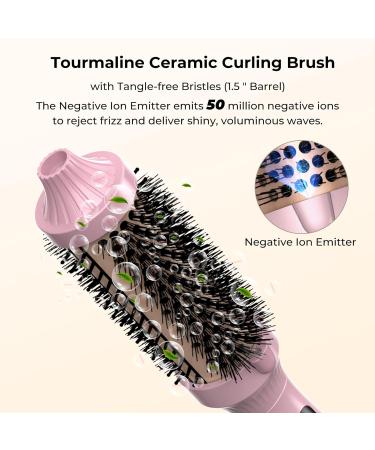 Thermal Brush 1.5 in Volumizing Brush Curling Iron Heated Curling Brush Ceramic Tourmaline Ionic Curling Comb Dual Voltage Travel Curling Iron with Brush LCD Display 10 Temperatures Heated Round Brush Pink - Buy Online on GoSupps.com