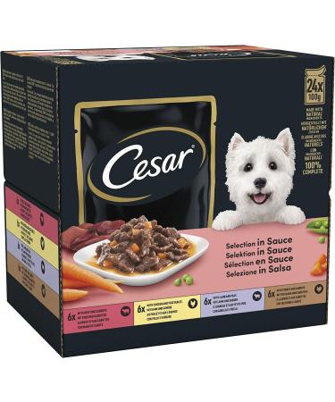 Cesar Selection in Sauce 48 Pouches Adult Premium Wet Dog Food Succulent Meats and Vegetables Pack of 2 (24 x 100 g) Favourites in Sauce 100 g (Pack of 48) - Buy Online on GoSupps.com